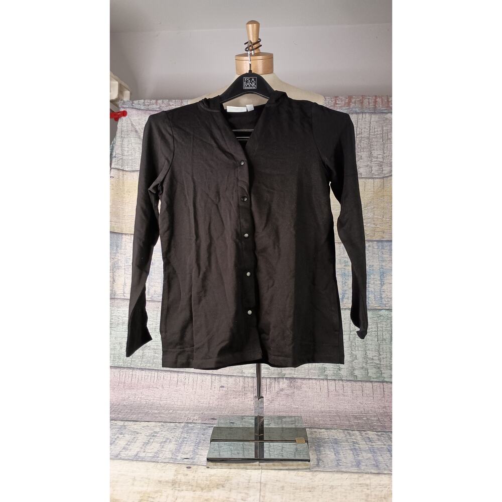 Denim & Co Active French Terry Hooded Snap Front Over-sized Jacket Sweater XXS